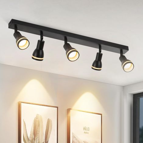 ZMH Spot de Plafond LED 5 Ampoules Noir Salon Plafonnier Spot Orientable GU10 Spot Plafonnier Moderne Plafonnier Spot pour Cuisine, Chambre, Couloir, sans Ampoule (1/5)