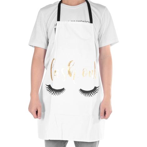 Kochschürze mit goldenem Wimpernmuster für Küche und Cafés, Weiß (1/5)