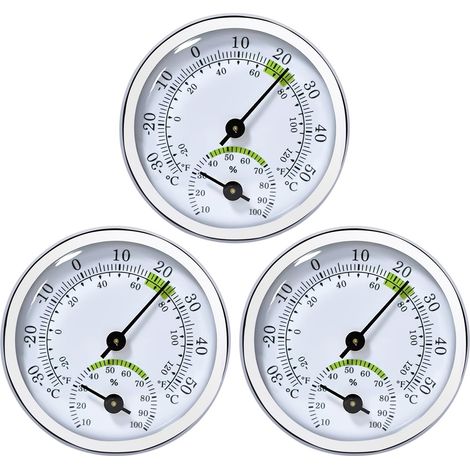 Thermomètre hygromètre analogique 2 en 1 : 3 pièces, thermomètre et hygromètre pour bébé, maison, garage, salon, bureau, diamètre 58 mm (1/5)