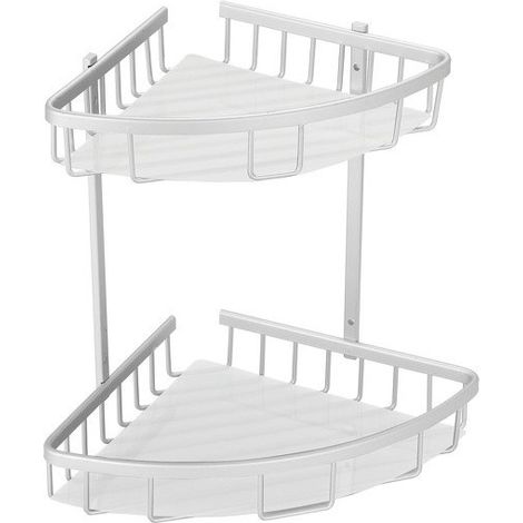 Etagère d'angle de douche 2 niveaux à fixer TERESINA Alu Satiné MSV