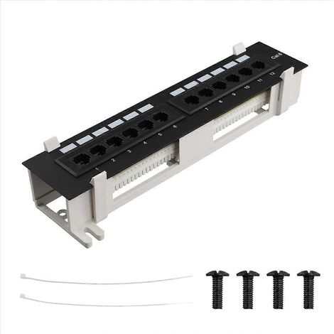 Kit Réseau 12 Ports Panneau de Brassage CAT6 RJ45 avec Support Mural (1/5)