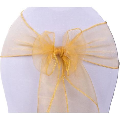 Goldene Organza-Stuhlschleifen - 10er-Pack - 17 cm x 275 cm - Für Hochzeitsdekoration