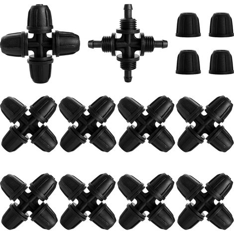 10-teiliges Tropfbewässerungs-Set, 4-Wege-Tropfbewässerung mit Verriegelungsverbindern für Schlauch, für Garten und Rasen (1/5)