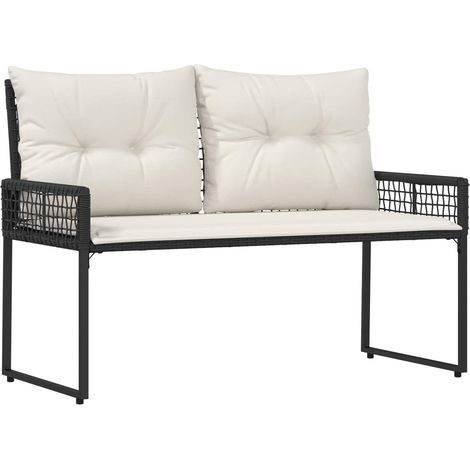Outdoor Bench Black and Cream White 118 x 55 x 82 cm vidaXL