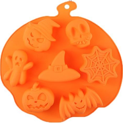 1 Eiswürfelform, gruselige Halloween-Motive, lebensmittelechtes Silikon, für Süßigkeiten, Schokolade, Partys, Zuhause (1/5)