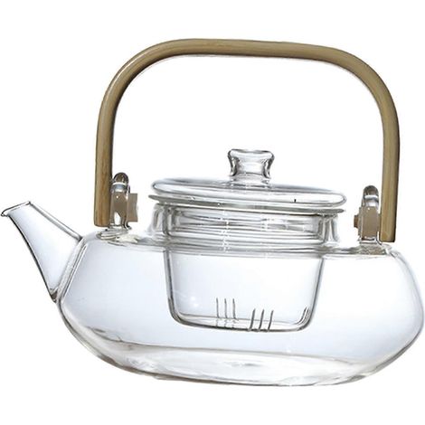 Théière en verre pour plaque de cuisson, théière en verre soufflé à la main, infuseur amovible, bouilloire, casserole, lave-vaisselle (1/4)