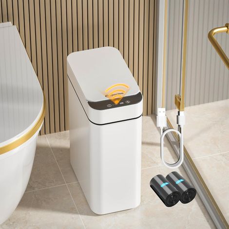 1 Poubelle sans contact, capteur infrarouge, 9,8 litres, plastique durable, salle de bain