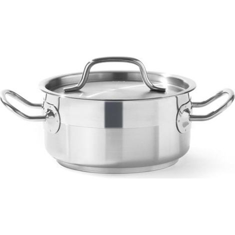 Olla baja Profi Line con tapa, 2,8 l de diámetro, 200 x 90 mm de alto - Hendi 830208 (1/5)