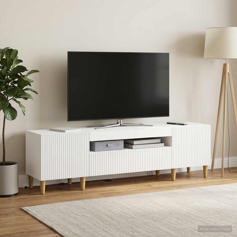 Beyamis Meuble TV LED en bois composite blanc (1/5)