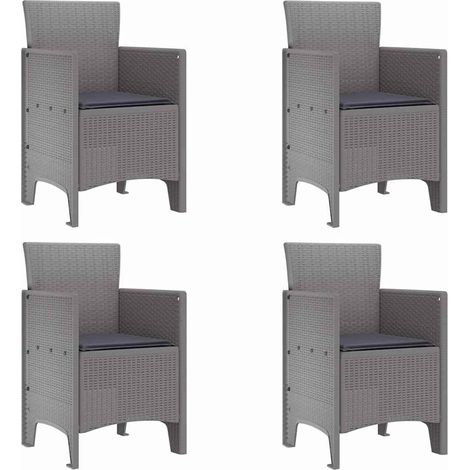 Lot de 4 Chaise de jardin,Chaise d'extérieur Gris clair 53 x 49 x 85 cm PP CFW1420760 (1/5)