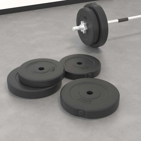 Plaques de poids pour haltères, 30 kg, béton plastifié noir, 4 pièces - PANGIVO (1/5)