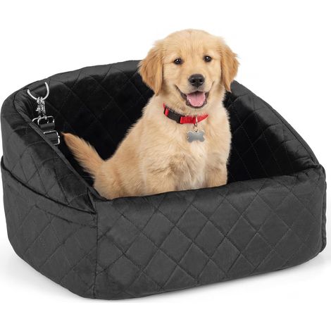 Siège Auto pour Chien, Siège Rehausseurs Chien de Petit et Moyen, Mousse Épaisse, Sangles Sécurité Ajustables, Antidérapant Jusqu'à 14 kg (Noir) (1/5)