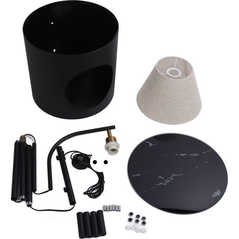 Lampadaire LED avec niche pour chat et table en verre, pivotant à 360°, structure en fer robuste, éclairage chaleureux pour salon ou chambre (1/5)