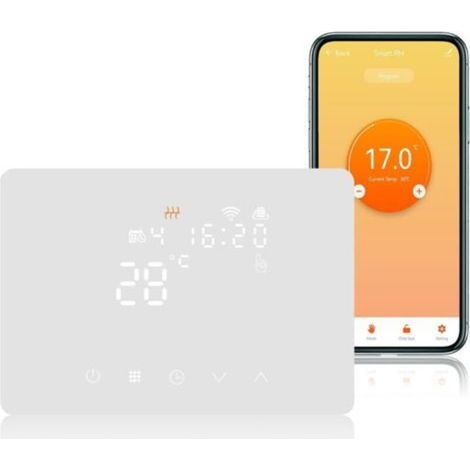 Thermostat Connecté Chaudiere 5A 220V Alexa Compatible, Chronothermostat Thermostat Mural Chaudiere WiFi Programmable Contact Sec, Contrôle de Tuya/Smart Life App (1/5)