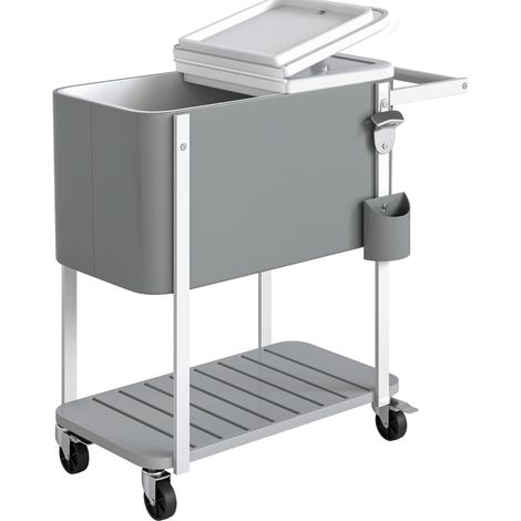 Carrello frigo da 56 L con ruote, apribottiglie e ripiano inferiore, grigio HOMVRA (1/4)