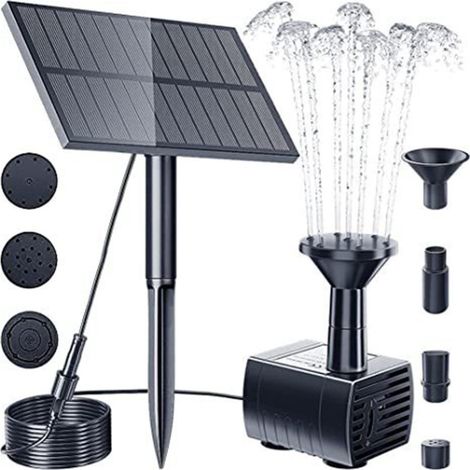 Pompe de bassin solaire pour extérieur, 5 W, 5 V, fontaine solaire, décoration de jardin, avec panneau solaire enfichable, 180 l/h, pompe à eau (1/5)
