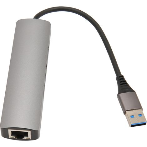 Hub USB vers RJ45 1 Gbit/s, 3 ports USB 3.0, Plug and Play, alliage d'aluminium, adaptateur USB vers Ethernet pour ordinateur portable, tablette ou ordinateur de bureau. (1/5)
