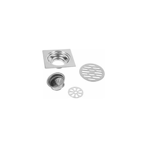 Bon De Sol En Acier Inoxydable - Filtre Amovible Anti-Cheveux - Pour Salle De Bain Cuisine Garage - 100x100x48 Mm (1/4)
