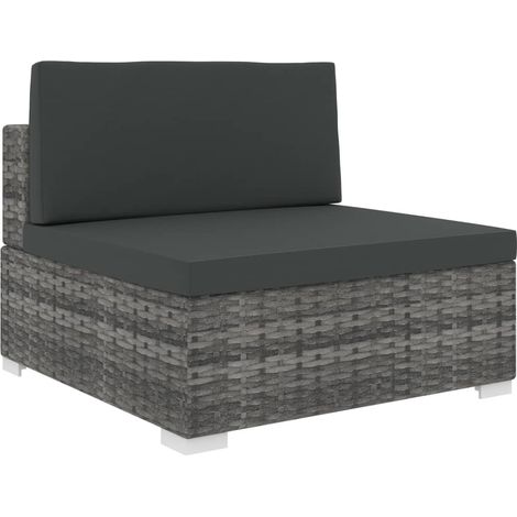 Modular-Sofa-Mittelteil 1 Stk. + Auflagen Poly Rattan Grau (1/5)