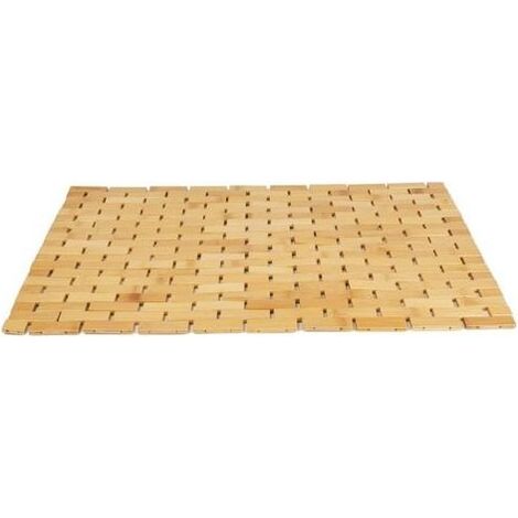 Tapis de bain, de douche, de baignoire, accessoire de salle de bain, tapis de bain enroulable de luxe en bambou, 60 x 41 x 1 cm (L x l x H), marron (rectangulaire) (1/5)