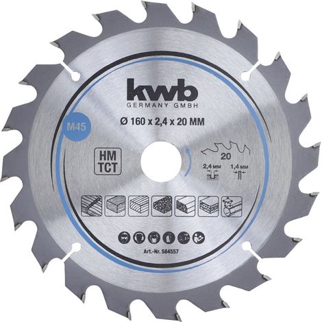 Disco de corte para Sierra circular HM D. 160 x 20 - 20Z KWB (1/4)