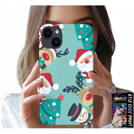 Funda para iPhone 15 Plus - Papá Noel, renos, muñecos de nieve, diseños navideños (1/5)