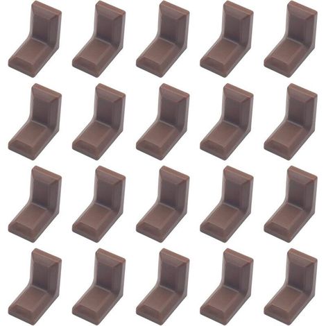 GDHZS- Lot de 40 équerres d'angle en acier galvanisé en forme de L avec couvercle en plastique ABS blanc pour placard, armoire, étagère (marron) (1/5)
