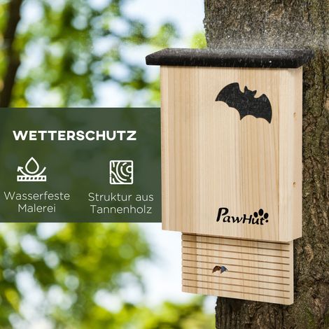 Lot de 3 abris à chauves-souris, résistant aux intempéries, jusqu'à 3 chauves-souris par abri, bois de sapin traité, naturel + noir (1/4)
