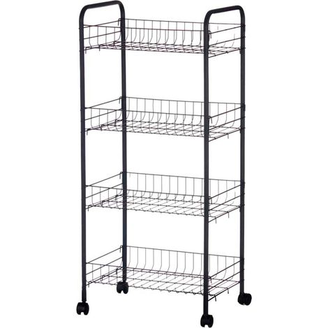 Gemüsehändler 4 Ebenen schwarze Metallräder KINVARA-Kollektion (1/5)