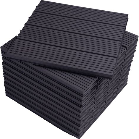 Woltu – Dalle de terrasse en composite bois-plastique 30x30 cm – Lot de 11 – Résistant aux UV et antidérapant – Facile à installer et à entretenir