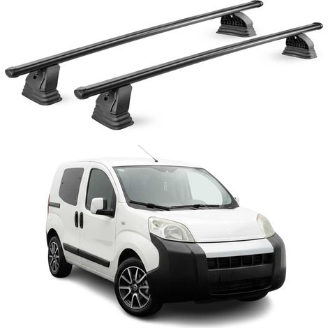 OMAC Barres de toit transversales en acier pour Fiat Fiorino 2007-2024 – TÜV / DIN 75302:2019 – Antivol inclus – Rainure en T (accessoires) – Charge max 75 kg – 2 barres – Noir (1/4)