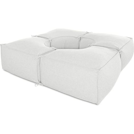 EVERGREENWEB Salotto da giardino Elegante, Tessuto di alta Qualit… Idrorepellente e sfoderabile - Pouf da esterno giardino, Outdoor & Indoor- Puff divano 4 pezzi 200x200 cm, Made in Italy GHIACCIO (1/5)