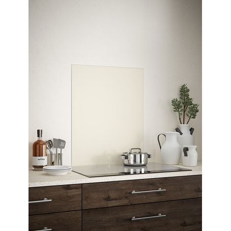 Splashback Cotton Cream Glass Kitchen Backsplash 600mm x 750mm (1/3)