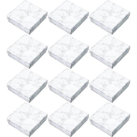 Lot de 12 boîtes à bijoux en carton à motif marbre pour colliers, bracelets et boucles d'oreilles-9x9cm-White