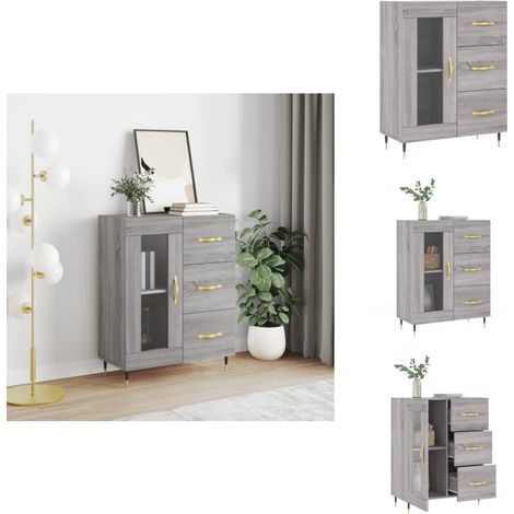 Sideboard Grau Sonoma 69,5x34x90 cm Holzwerkstoff - Schreibtisch - Wohnzimmermöbel - Sideboard - Regal - Grau (1/5)