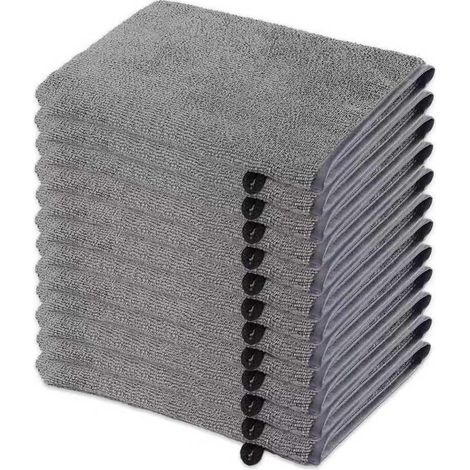 Paquete de 12 paños de microfibra, guantes suaves de limpieza facial de 21x15 cm para ducha y rostro, toallas absorbentes reutilizables para rostro, cuerpo, baño y spa (gris)