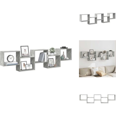 The Living Store Étagère cube murale 5 compartiments gris béton bois ingénierie - Rangement (1/5)