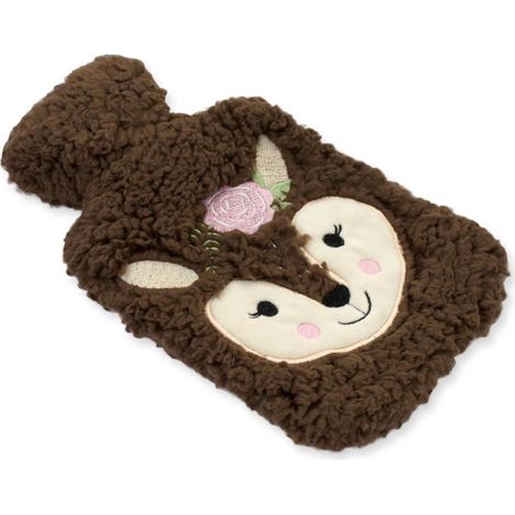 Bouillotte biche avec enveloppe en fourrure marron (1/2)
