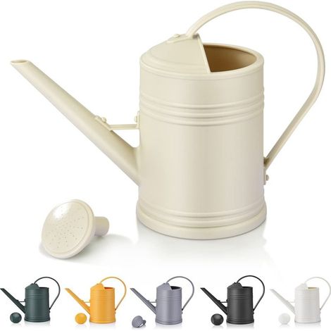 Arrosoir en plastique pour plantes d'intérieur arrosoir avec diffuseur pour fleurs de jardin (demi-gallon, ivoire). (1/5)