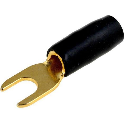 50x Connecteurs Fourche M4 6mm2 - Dore Isole noir