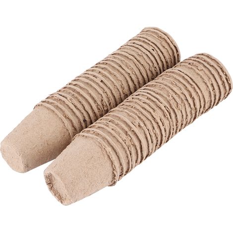 50 pots de fleurs ronds biodégradables en pulpe de tourbe, 6 x 6 cm, pour pépinière (1/5)
