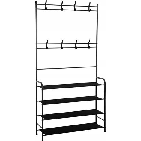 ATTACCAPANNI STAND PER VESTITI SCARPE CON RIPIANO A PAVIMENTO IN STILE LOFT METALLICO (1/5)