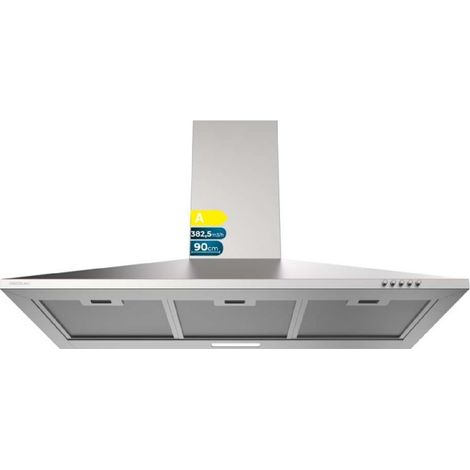 Cecotec Campana Extractora Piramidal 90 cm Bolero Flux PM 904000 Inox A. Succión 382,5 m³/h, 3 Velocidades, Filtros de Carbono (1/5)