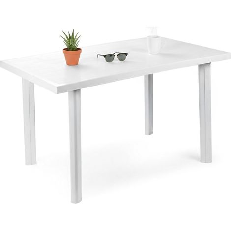 Dmora - Tavolo da esterno 0, Tavolo rettangolare da pranzo, Tavolo fisso da giardino multiuso, 100% Made in Italy, Cm 126x76h72, Bianco