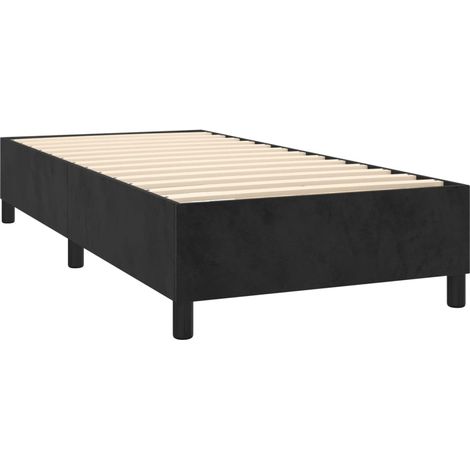 Somier de láminas sobre patas estructura de cama 90x200 cm tela terciopelo negro TDL0206964
