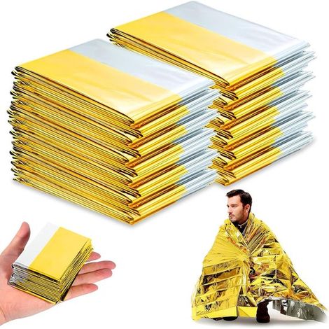 Notfalldecke Gold und Silber 10-teiliges Set 210 x 160 cm geeignet für Erste Hilfe Outdoor-Aktivitäten und im Auto wetterfeste Rettungsdecke zum