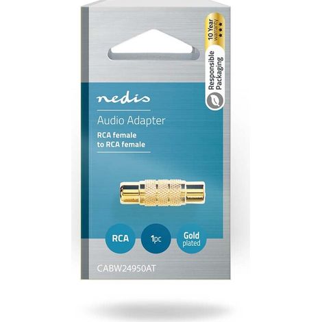 Nedis mono audio adapter cinch buchse cinch buchse vergoldet gerade metall metall 1 stuck box