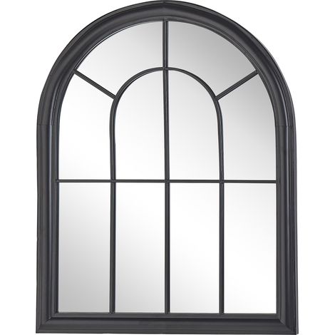 Espejo de pared de metal negro 69 x 89 cm efecto envejecido forma de ventana tradicional vintage Embry
