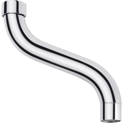 Robinet de rechange pour robinet, raccord 3/4", universel en S pivotant pour ensemble robinet mural, bec en S pour robinets muraux, chromé (3/4'') (1/5)