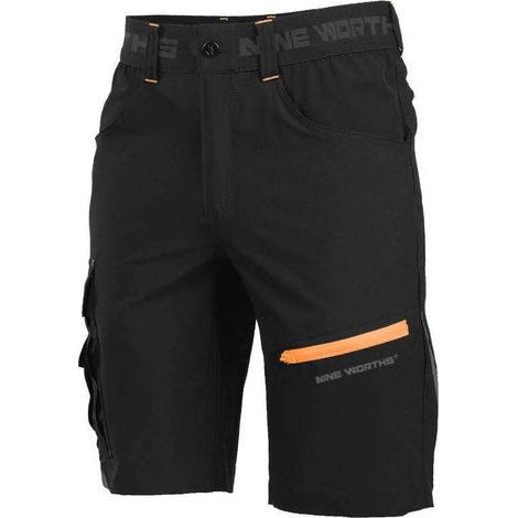 Bermuda de Travail Horn - Taille 44 - Noir/Orange - Résistant et Confortable - D-Work